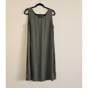 Eileen Fisher Sz M Gray Sleeveless 100% Silk Crepe Elegant Classic Staple Dress